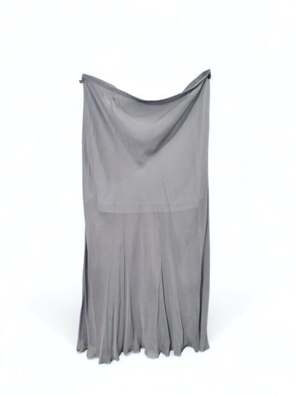 J.Crew Sheer Midi Skirt Grey Chiffon Grosgrain Waistband Mini Lining Women’s XXL